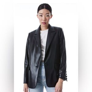 Alice + Olivia Denny Vegan Blazer black notch collar